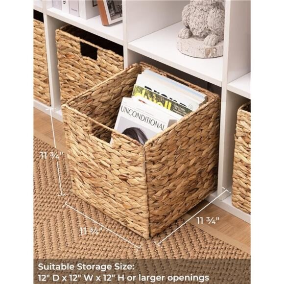 Wicker Baskets for Storage with Liners, Water Hyacinth Storage Baskets - Picture 4 of 7